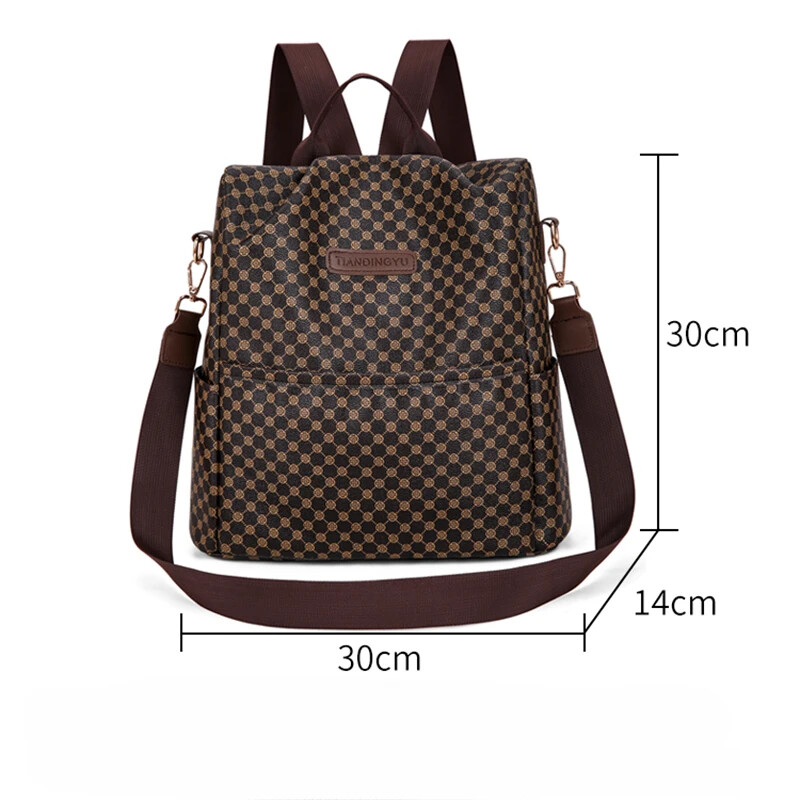 Rucsac vintage în carouri cu blocuri de culoare Rucsac de designer de capacitate mare pentru femei, rucsac antifurt pentru femei