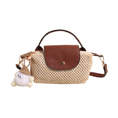 Poșetă de mână Boston Straw pentru femei, geantă de umăr de designer de lux, geantă de marcă de modă pentru femei, geantă ocazională