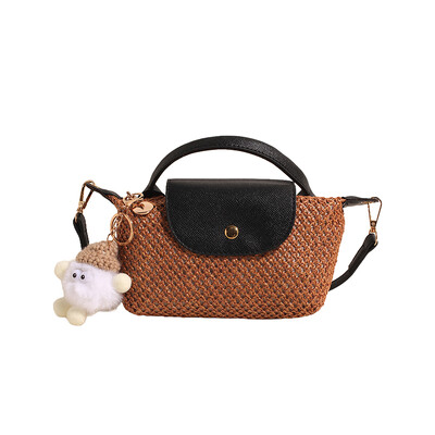 Poșetă de mână Boston Straw pentru femei, geantă de umăr de designer de lux, geantă de marcă de modă pentru femei, geantă ocazională