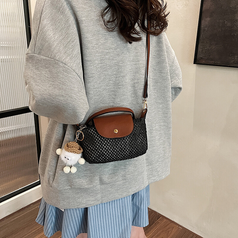 Poșetă de mână Boston Straw pentru femei, geantă de umăr de designer de lux, geantă de marcă de modă pentru femei, geantă ocazională