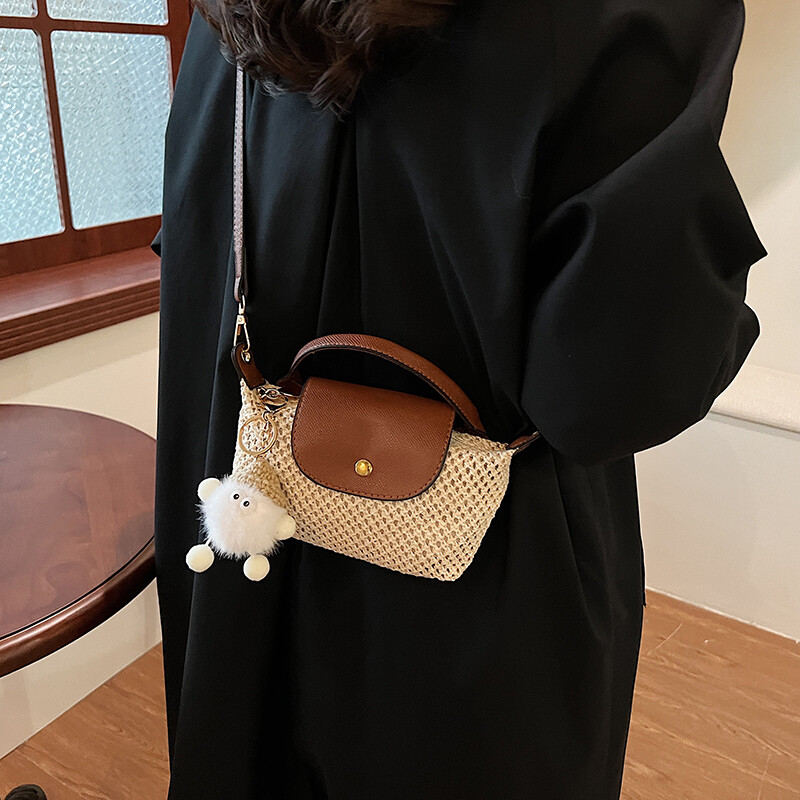 Poșetă de mână Boston Straw pentru femei, geantă de umăr de designer de lux, geantă de marcă de modă pentru femei, geantă ocazională