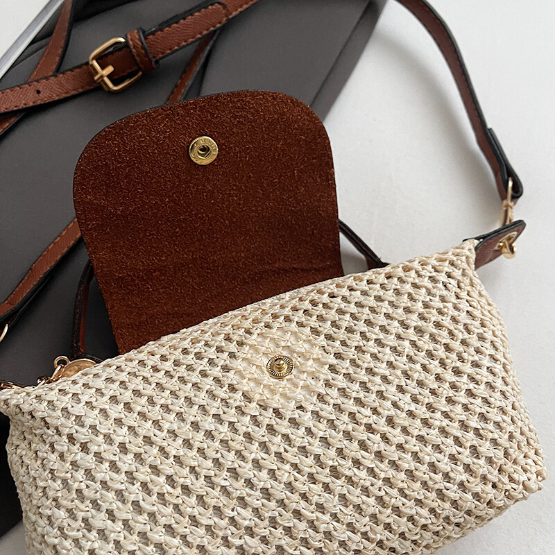 Poșetă de mână Boston Straw pentru femei, geantă de umăr de designer de lux, geantă de marcă de modă pentru femei, geantă ocazională