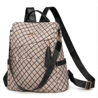 Rucsacuri de călătorie antifurt imprimate la modă coreeană, genți de umăr de mare capacitate pentru femei, cu ciucuri, rucsac de designer