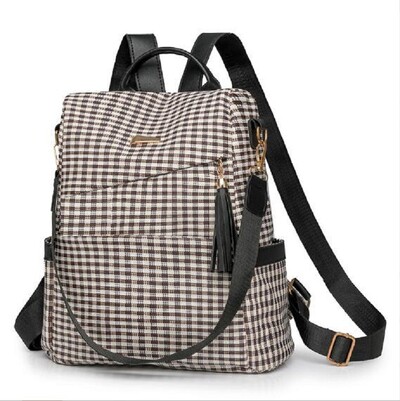 Rucsacuri de călătorie antifurt imprimate la modă coreeană, genți de umăr de mare capacitate pentru femei, cu ciucuri, rucsac de designer