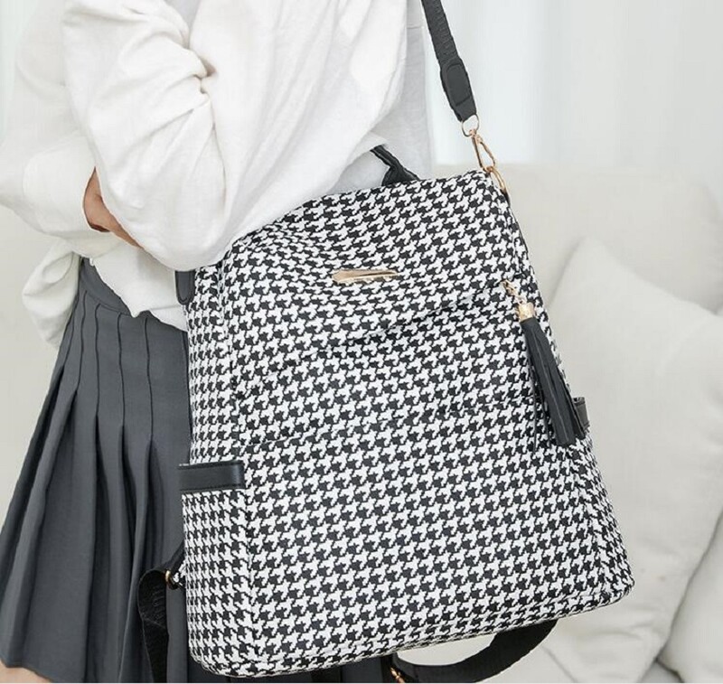 Rucsacuri de călătorie antifurt imprimate la modă coreeană, genți de umăr de mare capacitate pentru femei, cu ciucuri, rucsac de designer