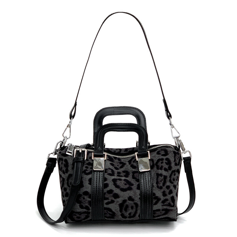 Modes Retro viena plecu krustojuma rokassomiņa sievietēm Leoparda apdrukas rudens ziemas zamšādas ādas sieviešu Bostonas soma 2025 Jaunums