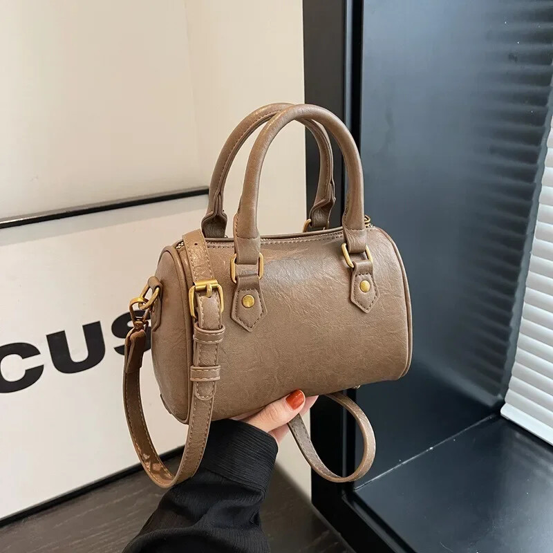 Geantă Boston Vintage pentru femei Geantă de umăr simplă pentru femei, în stil britanic, cu mâner superior