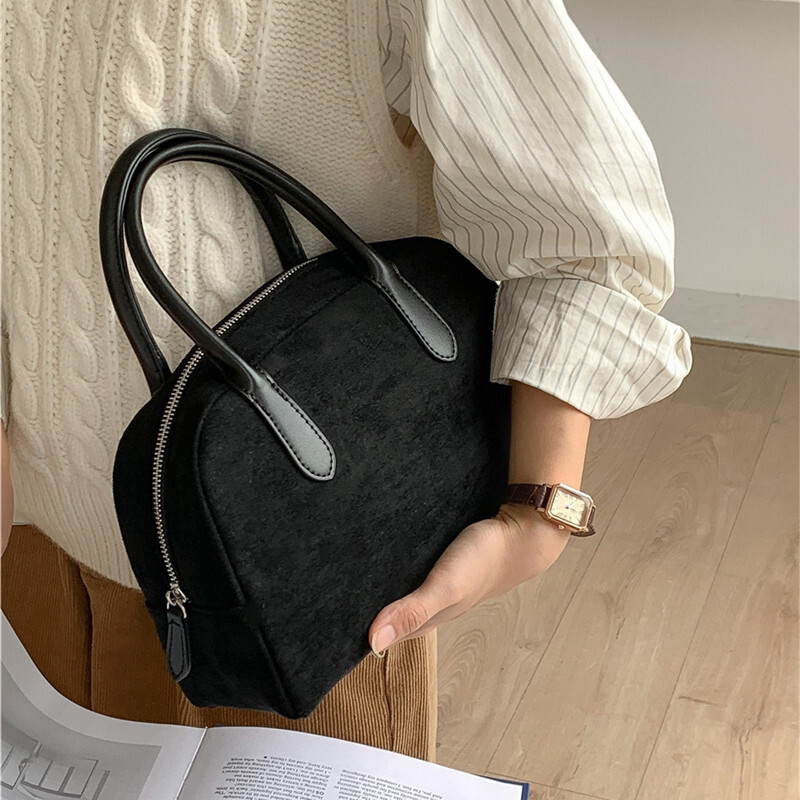 XMESSUN Geantă de mână cu blană de toamnă și iarnă nouă pentru femei 2025, la modă de designer, de lux, geantă vintage de pluș Boston A502