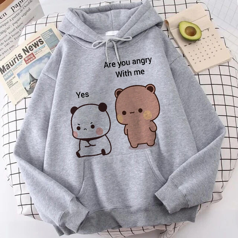 Анимационни готически улични дрехи Сладко Bubu Dudu Y2k качулки с принт Жени Мъже Забавни Kawaii суичъри Ретро графични качулки Дрехи от 90-те