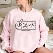 Chosen 1 Peter 2 9 Суичър Християнско облекло Религиозни суичъри Дамски пуловери Графични качулки Горнище You Are Chosen Подарък