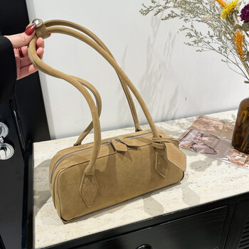 Πολυτελής ποιότητας Matte Nubuck Suede Boston Tote Bag Μεγάλη χειμερινή τσάντα ώμου γραφείου Commuter Γυναικεία τσάντα