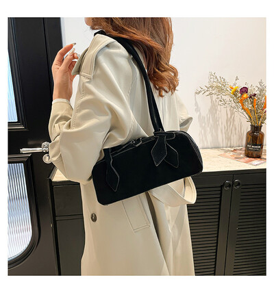 Geantă de tote Boston de calitate luxoasă, mată, din piele de căprioară, cu nubuc, geantă mare de iarnă, pentru birou, pentru femei