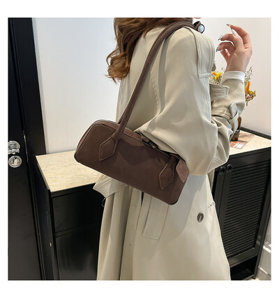 Geantă de tote Boston de calitate luxoasă, mată, din piele de căprioară, cu nubuc, geantă mare de iarnă, pentru birou, pentru femei