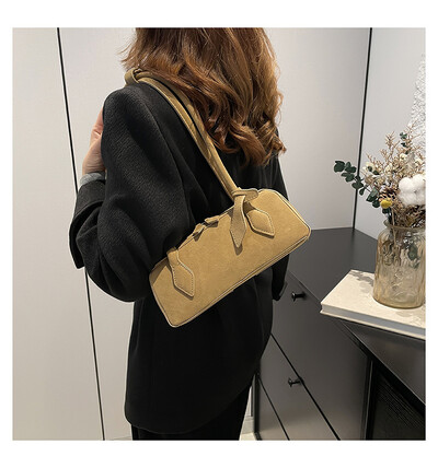 Geantă de tote Boston de calitate luxoasă, mată, din piele de căprioară, cu nubuc, geantă mare de iarnă, pentru birou, pentru femei