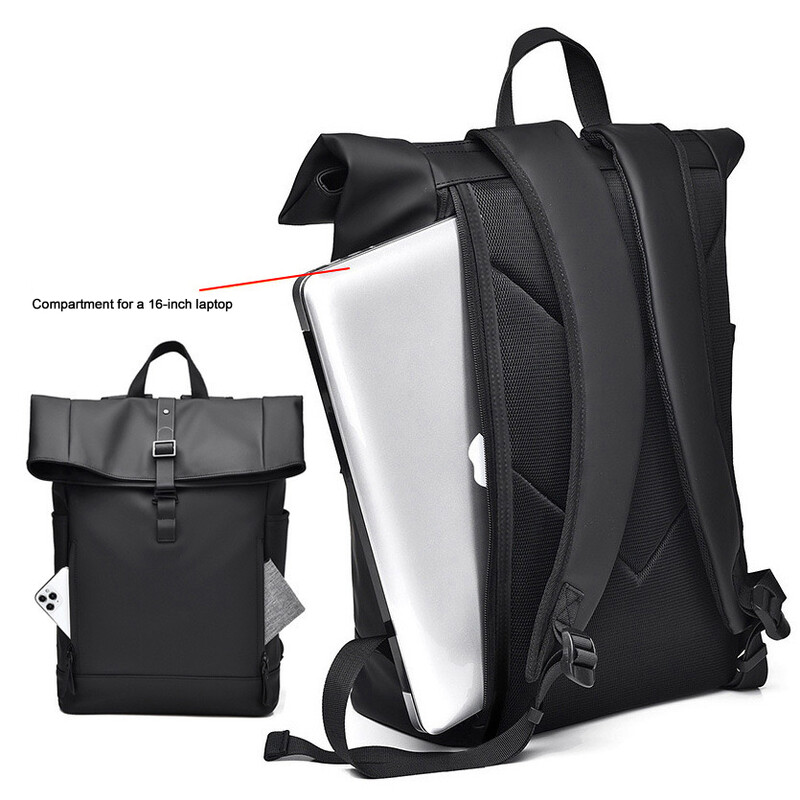 Melna modes ruļļa datora soma klēpjdatora ceļojumu biznesa ikdienas ūdensizturīga liela ietilpības mugursoma pusaudžu skolas soma