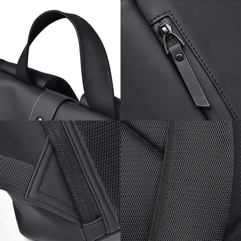 Melna modes ruļļa datora soma klēpjdatora ceļojumu biznesa ikdienas ūdensizturīga liela ietilpības mugursoma pusaudžu skolas soma