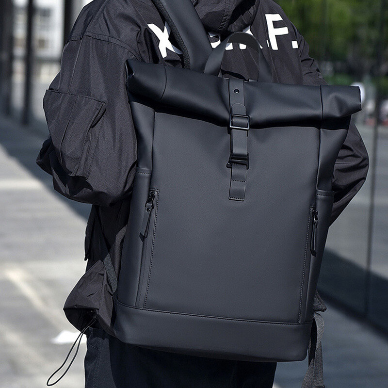 Melna modes ruļļa datora soma klēpjdatora ceļojumu biznesa ikdienas ūdensizturīga liela ietilpības mugursoma pusaudžu skolas soma