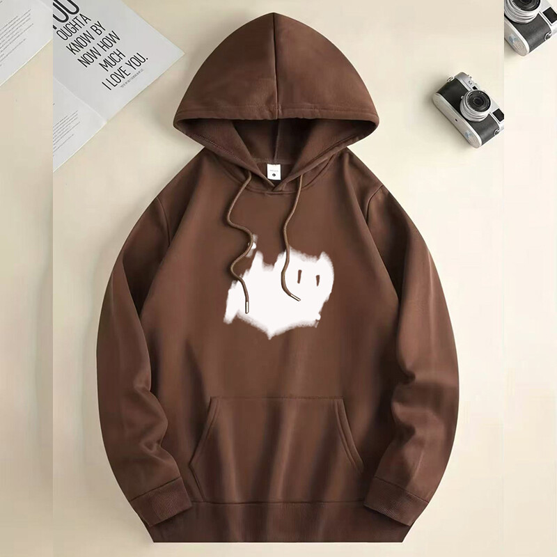 Flīsa topi Sieviešu ziemas apģērbi Sieviešu džemperi ar garām piedurknēm ar apdruku, džemperi ar kapuci Ikdienišķa kapuces džemperis ar kapuci