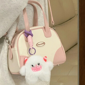 Xiuya Sweet Cute Handbags για γυναίκες Pu Δερμάτινο γράμμα Ροζ Λευκό Boston Crossbody Τσάντα Νέα Vintage Κομψή τσάντα ώμου μπόουλινγκ