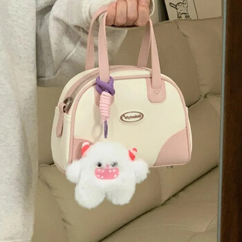 Xiuya Sweet Cute Handbags για γυναίκες Pu Δερμάτινο γράμμα Ροζ Λευκό Boston Crossbody Τσάντα Νέα Vintage Κομψή τσάντα ώμου μπόουλινγκ