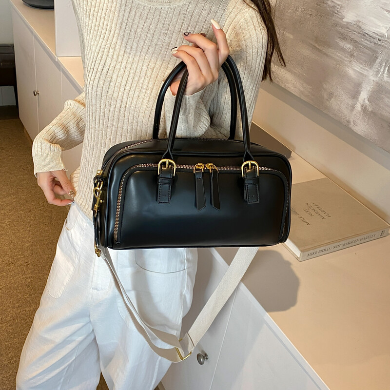 Geantă de mână retro, simplă, pentru navetă, pentru femei, 2024, nou stil coreean, ocazional, cu umăr de mare capacitate, geantă de bowling