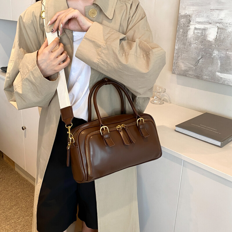 Geantă de mână retro, simplă, pentru navetă, pentru femei, 2024, nou stil coreean, ocazional, cu umăr de mare capacitate, geantă de bowling