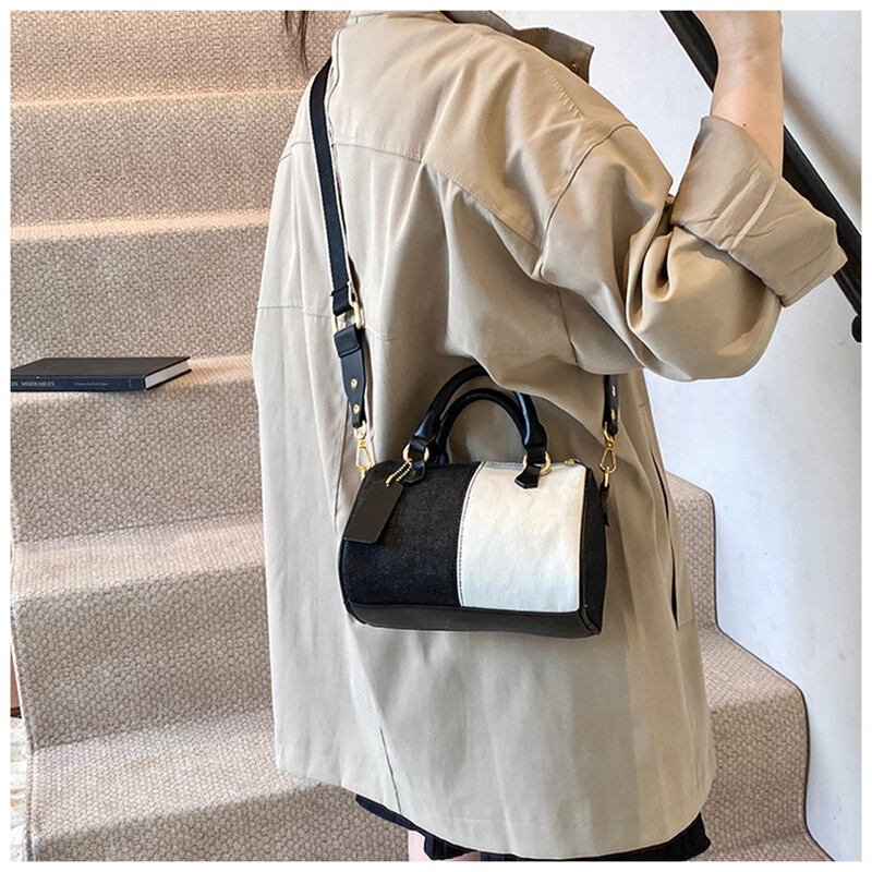 Genți de mână vintage din denim, patchworks, geantă Boston moale, de mare capacitate pentru femei, ocazional, pachet crossbody pentru petrecere a timpului liber, genți de umăr albastre