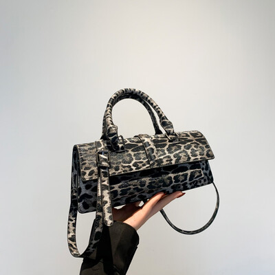 Geantă de umăr de marcă de top Genți de mână clasice din piele PU de calitate Genți de mână vintage cu leopard pentru femei, poșete de mână maro kaki