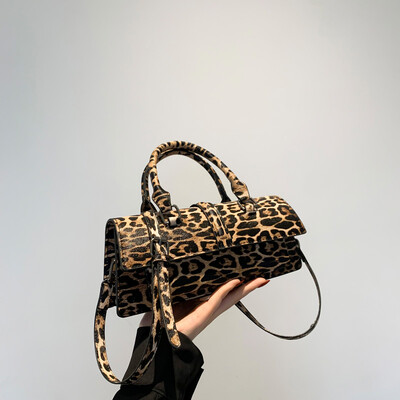 Geantă de umăr de marcă de top Genți de mână clasice din piele PU de calitate Genți de mână vintage cu leopard pentru femei, poșete de mână maro kaki