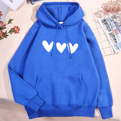 Hanorac imprimat cu trei inimi albe, bărbați, femei, nou pulover, model, haine din lână, buzunar stradal, 2024, cuplu noi