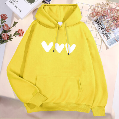 Hanorac imprimat cu trei inimi albe, bărbați, femei, nou pulover, model, haine din lână, buzunar stradal, 2024, cuplu noi