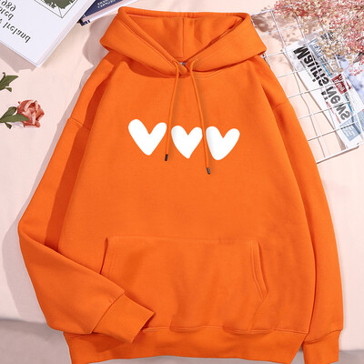 Hanorac imprimat cu trei inimi albe, bărbați, femei, nou pulover, model, haine din lână, buzunar stradal, 2024, cuplu noi