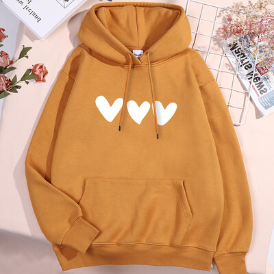 Hanorac imprimat cu trei inimi albe, bărbați, femei, nou pulover, model, haine din lână, buzunar stradal, 2024, cuplu noi