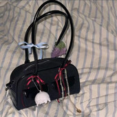 Xiuya kórejská módna dámska kabelka cez rameno, čisto čierna, imitácia semišu, bowlingová kabelka, ležérna luxusná vintage kabelka z roku 2024, Boston Tote Bag