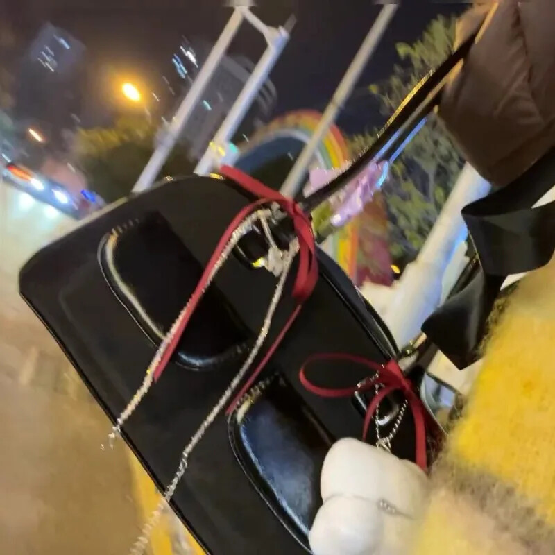 Xiuya kórejská módna dámska kabelka cez rameno, čisto čierna, imitácia semišu, bowlingová kabelka, ležérna luxusná vintage kabelka z roku 2024, Boston Tote Bag