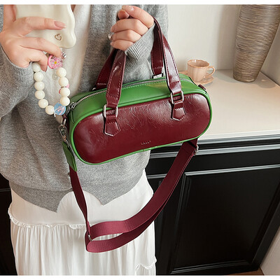 Geantă de înaltă calitate, de designer de lux, cu cusături contrastante, nouă geantă Boston de toamnă și iarnă pentru navetă