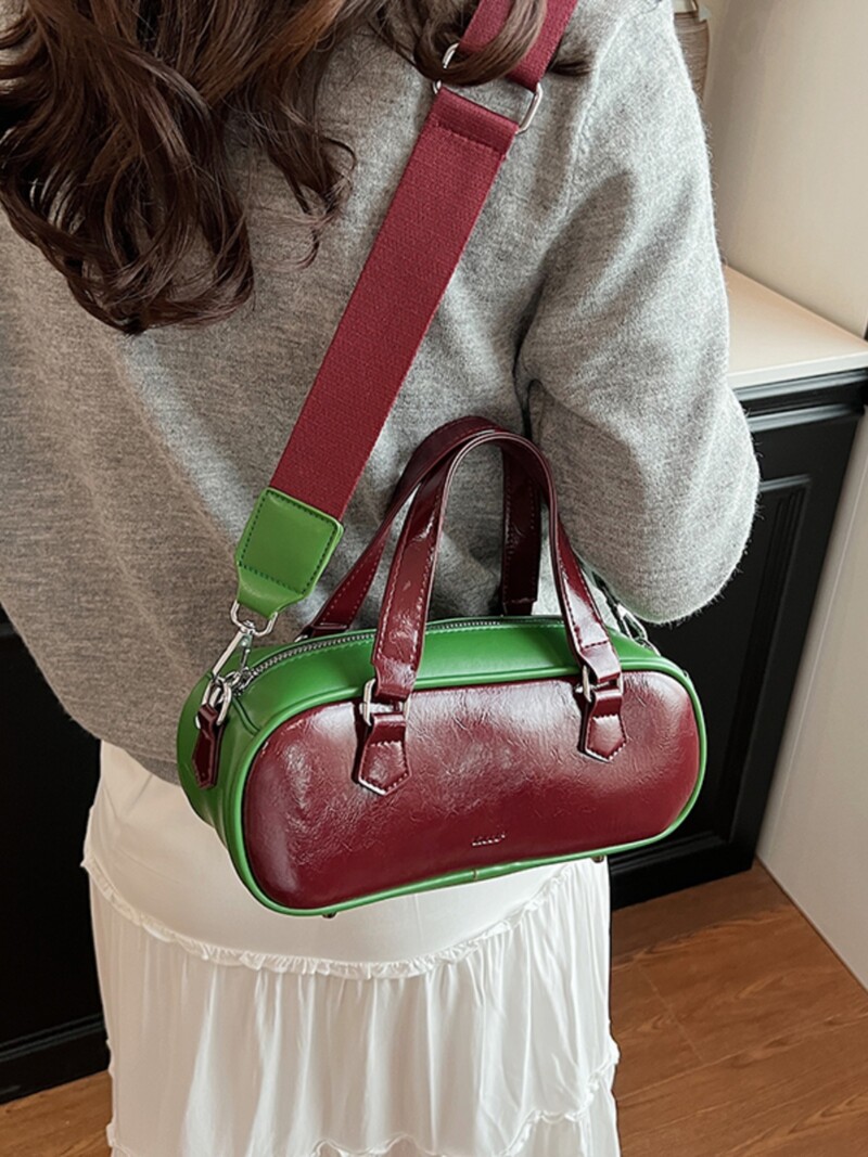 Geantă de înaltă calitate, de designer de lux, cu cusături contrastante, nouă geantă Boston de toamnă și iarnă pentru navetă