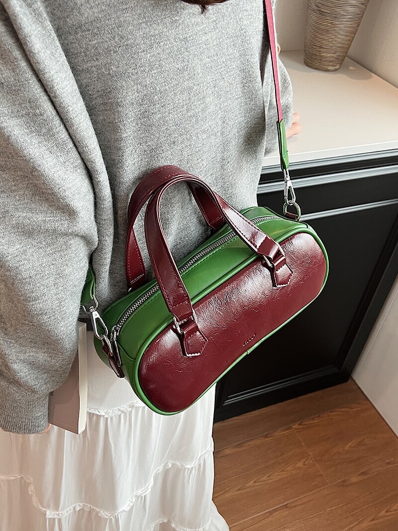 Geantă de înaltă calitate, de designer de lux, cu cusături contrastante, nouă geantă Boston de toamnă și iarnă pentru navetă