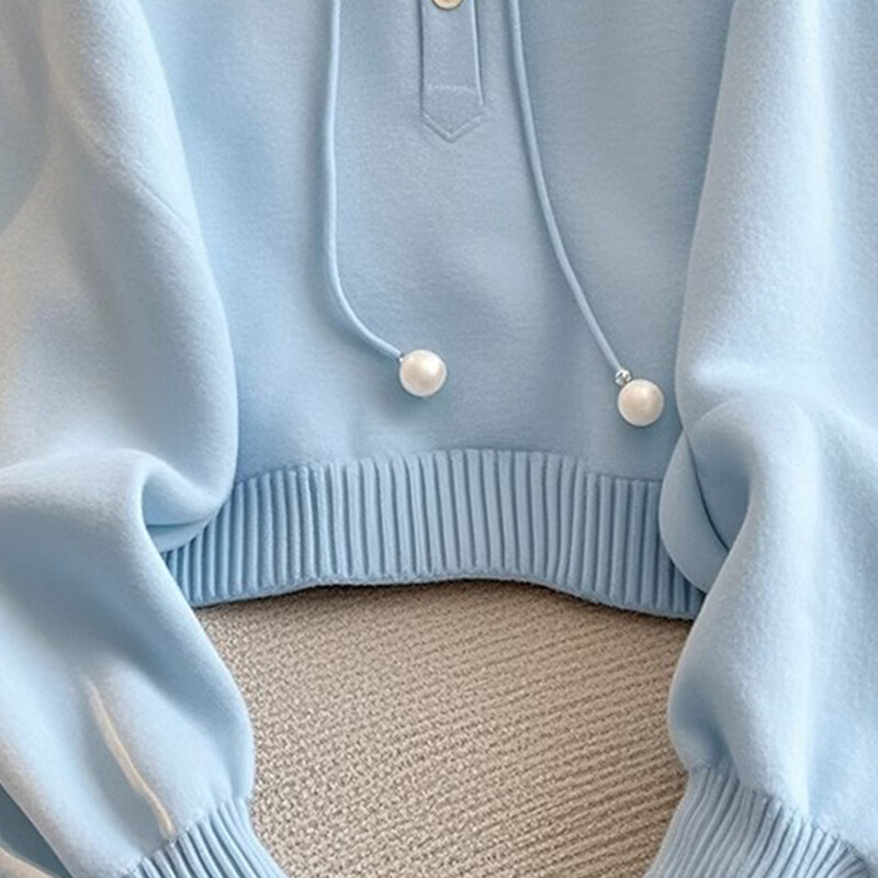 Îmbrăcăminte pentru femei Hanorace casual cu glugă largi de primăvară Nouă modă coreeană Hanorace dulce șic Pulovere albastre în stil leneș