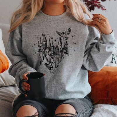 Wizard Castle džemperis Believe In Magic Hoodies Burvju skolas džemperi Sieviešu džemperis ar garām piedurknēm Wizard skolas kapuces tops