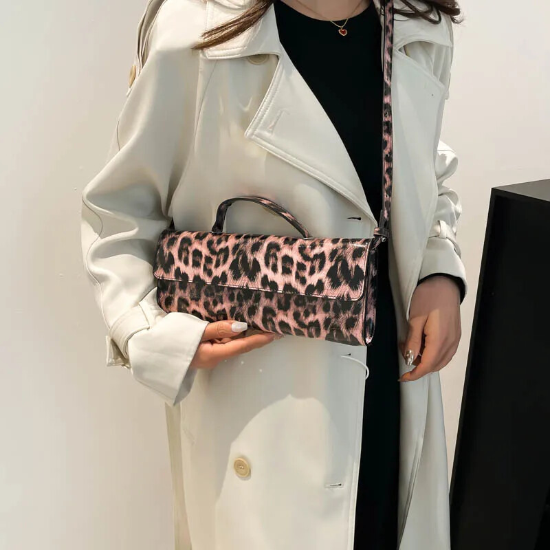 Leopard Print rokassomiņa Sieviešu plecu soma ar atloku Pu Ādas Crossbody Somas Lady 2025 Spring Small Tote Daudzpusīgas kurjersomas