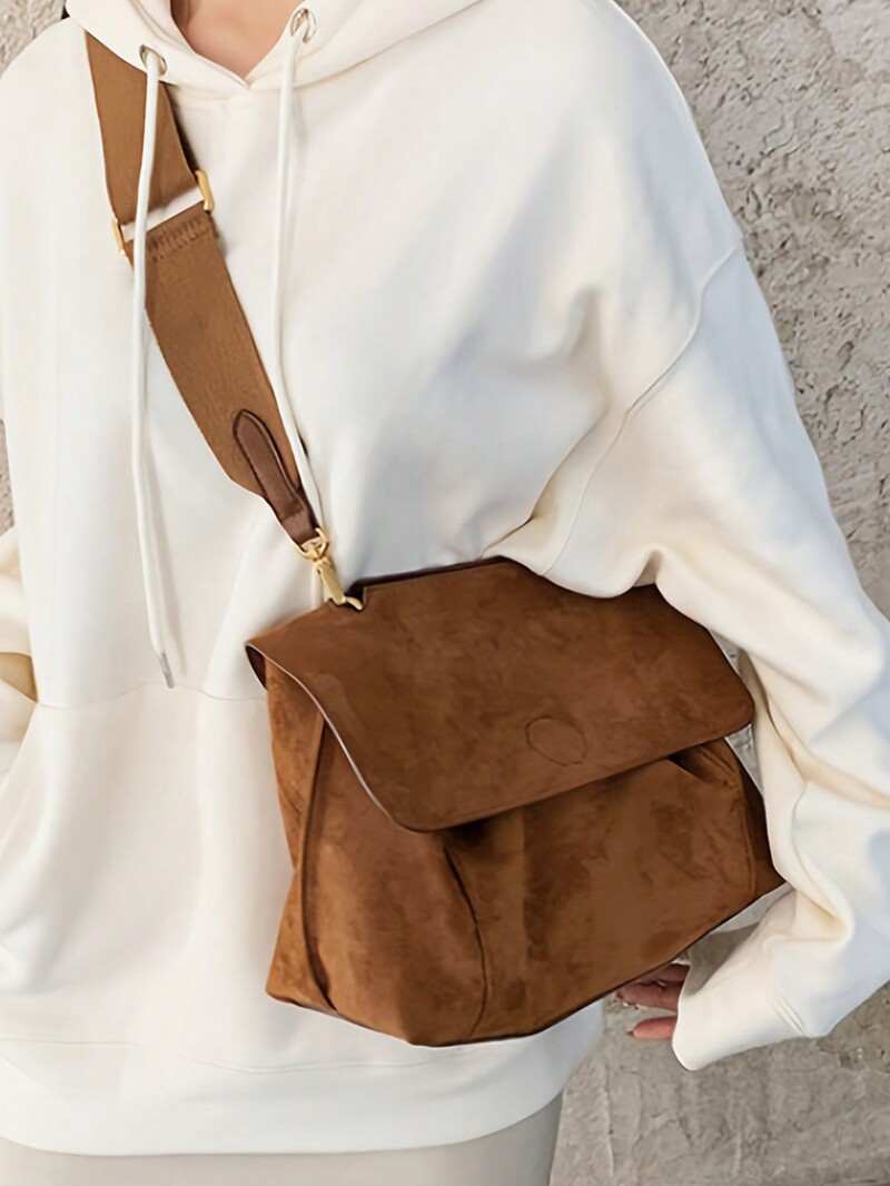 Retro brūna samta Crossbody soma, sieviešu liela ietilpība luksusa zamšādas mīksta soma Messenger bag plecu soma sieviešu soma