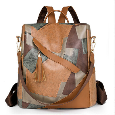 Jaunas modes lielas ietilpības pretaizdzīšanas ceļojumu mugursomas Sieviešu pušķu dizainers Pu ādas plecu somas Totes skolas soma mugursoma