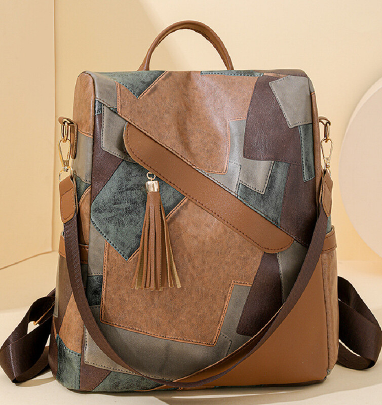 Jaunas modes lielas ietilpības pretaizdzīšanas ceļojumu mugursomas Sieviešu pušķu dizainers Pu ādas plecu somas Totes skolas soma mugursoma