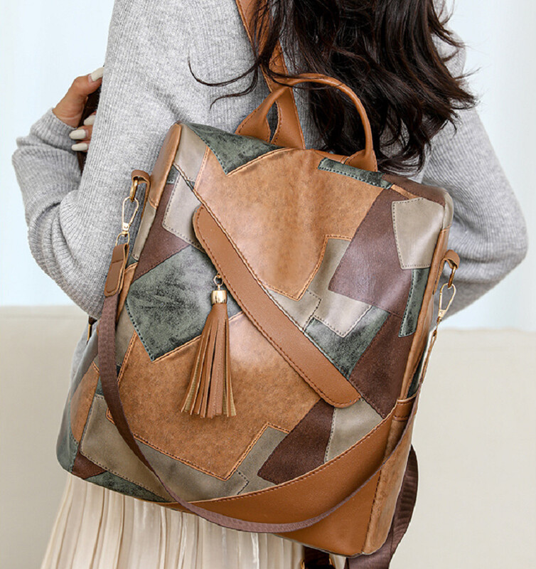 Jaunas modes lielas ietilpības pretaizdzīšanas ceļojumu mugursomas Sieviešu pušķu dizainers Pu ādas plecu somas Totes skolas soma mugursoma