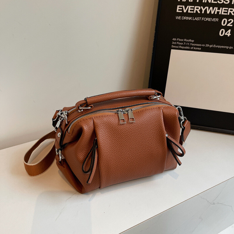 Geantă de mână Boston de lux pentru femei 2024, nouă geantă de umăr din piele moale, la modă, cu geantă de mare capacitate