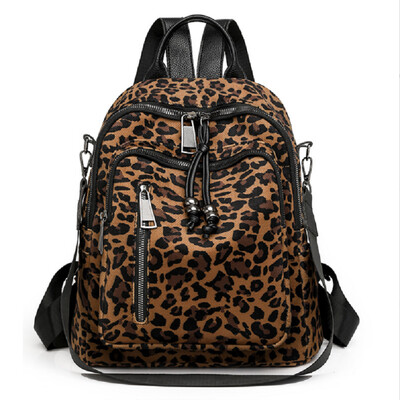 Rucsacuri de călătorie din piele moale leopard, la modă nouă, genți de umăr ocazionale de capacitate mare, genți de școală, rucsacuri