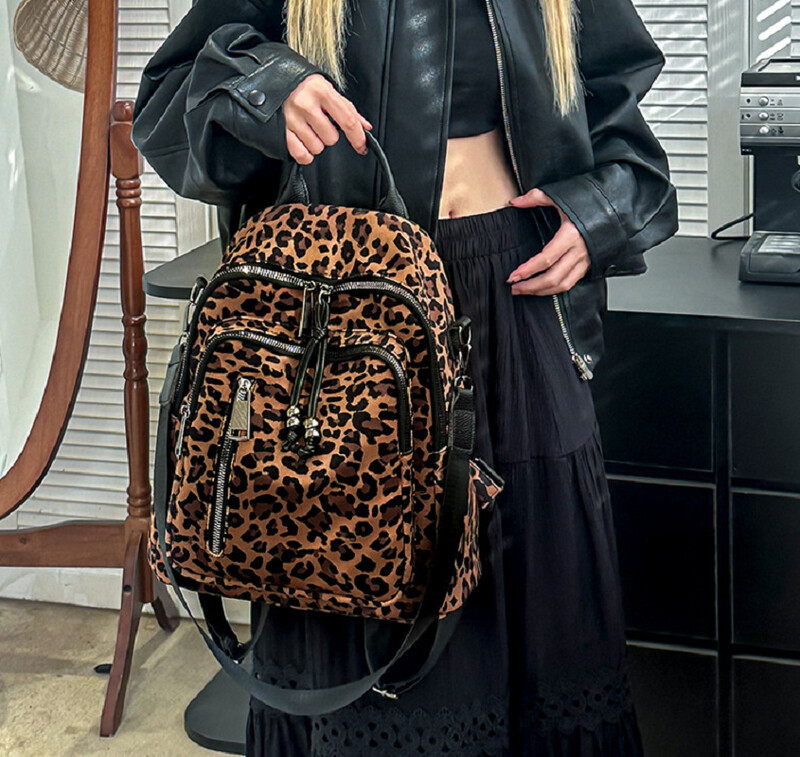 Rucsacuri de călătorie din piele moale leopard, la modă nouă, genți de umăr ocazionale de capacitate mare, genți de școală, rucsacuri