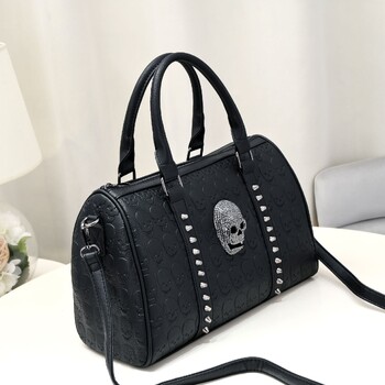 Τσάντα Jierotyx γοτθικού στυλ Skull tote για γυναίκες Steampunk ντεκόρ Τσάντα Boston Trendy Top Handle Τσάντα χιαστί μεγάλη