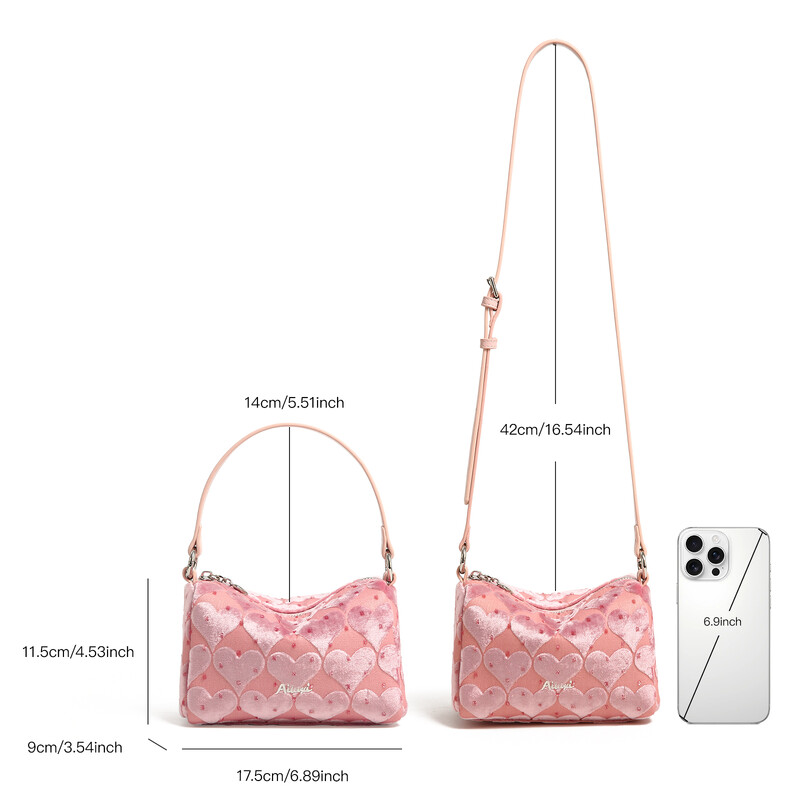 Geantă de mână fluorescentă inimă roz AILUXI, geantă Boston clasică pentru femei, geantă crossbody pentru cadou de Ziua Îndrăgostiților